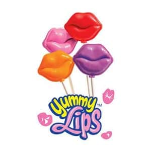 Colorful Yummy Lips lollipops in red, pink, orange, and purple, a fun and tasty fundraising product.