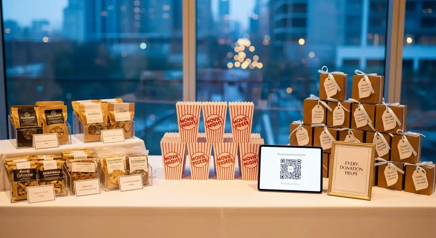 Organized youth fundraiser products arranged neatly on table
