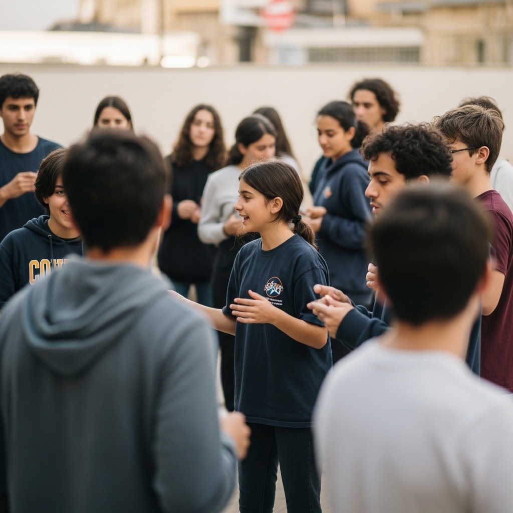 Community group including students and volunteers working together on fundraiser